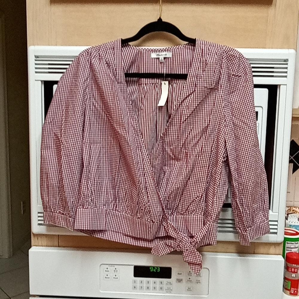 Nwt madewell gingham 3/4 sleeve top
